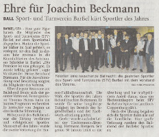 Ehre für Joachim Beckmann - Sport- und Turnverein Barßel kürt Sportler des Jahres - NWZ-Online vom 13.03.2015
